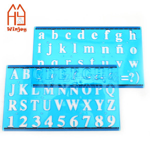 <span class=keywords><strong>Pochoir</strong></span> de dessin personnalisé en plastique, pour dessin avec <span class=keywords><strong>lettres</strong></span> et chiffres, utilisation au bureau et à l'école - Product Image 2