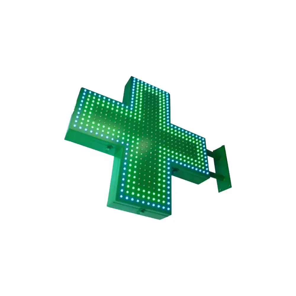 Hidly Uso Esterno Doppio Lato 80*80 centimetri Verde e Blu Farmacia Croce Segno del LED con Impermeabile Cabinet, animazione Personalizzabile