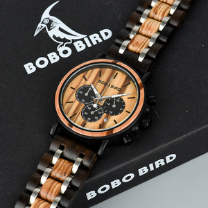 Livraison rapide pour BOBO BIRD Montre <span class=keywords><strong>en</strong></span> <span class=keywords><strong>bois</strong></span> personnalisée pour homme Cadran <span class=keywords><strong>en</strong></span> <span class=keywords><strong>bois</strong></span> Chronographe avec bracelet <span class=keywords><strong>en</strong></span> acier inoxydable Fenêtre <span class=keywords><strong>de</strong></span> cadran <span class=keywords><strong>en</strong></span> verre Style sport tendance - Product Image 6
