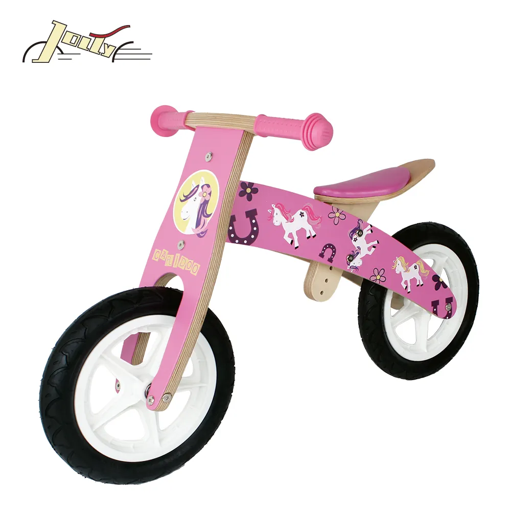 Houten Roze Eenhoorn Type12 Inch Balance Bike Training Kinderen Speelgoed Houten Loopfietsen Voor Kids