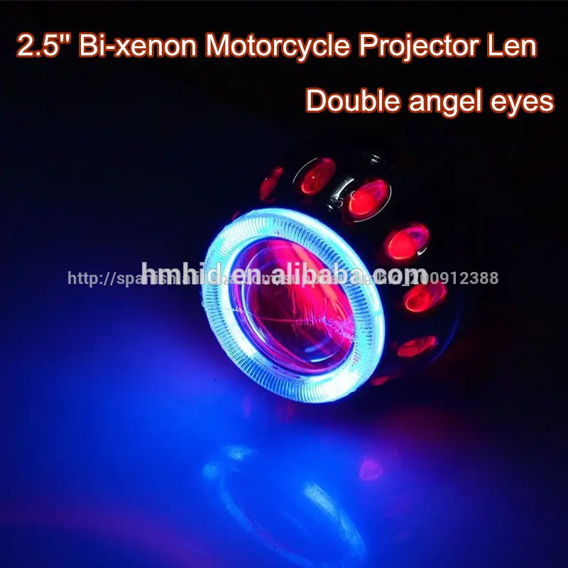 Pulgadas 2.5 35w motocicleta bi- de xenón hid kit de doble ojo ángel lente del proyector