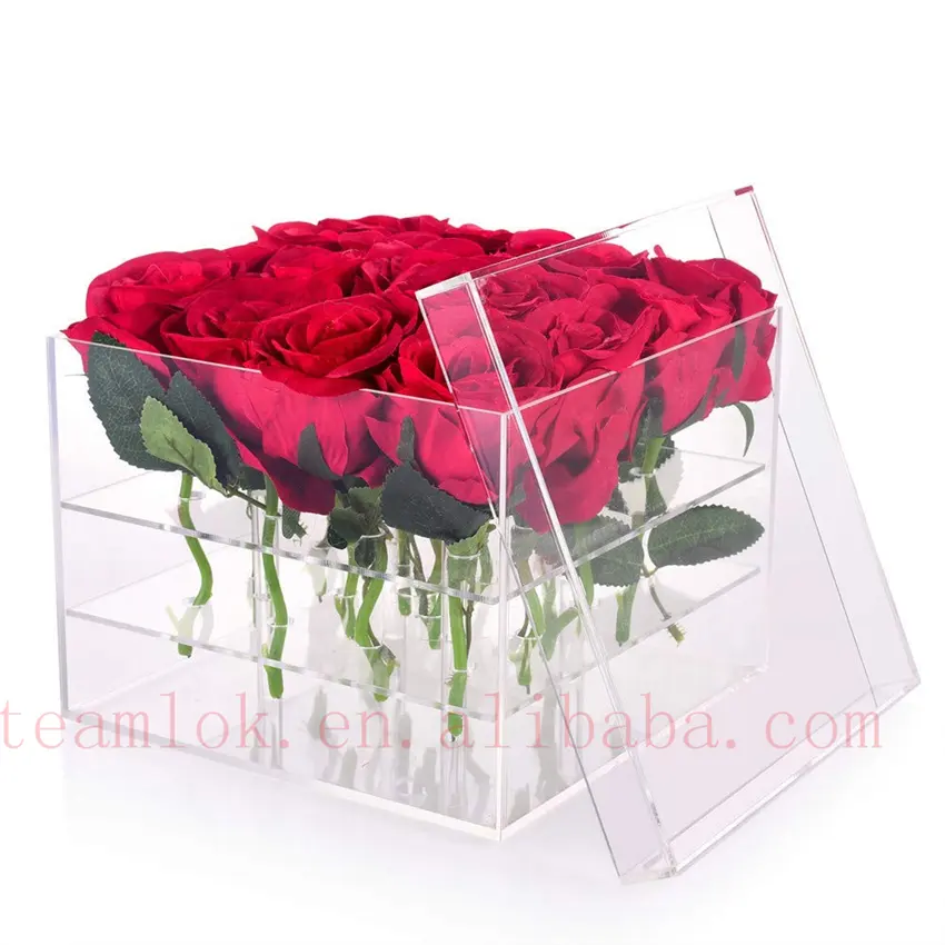 Acryl Rose Flower Display Opbergdoos, Plexiglas Geconserveerde Rozen Geschenkdozen