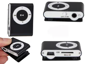 클래식 레트로 휴대용 미니 금속 클립 MP3 플레이어 스포츠 음악 플레이어 SD/TF 카드 슬롯