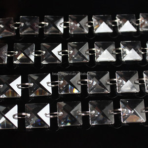 Adornos de cristal transparente facetado cuadrado perlas hebras pasarela de <span class=keywords><strong>la</strong></span> boda pilares - Product Image 1