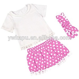 Bebé de la manera del diseño del algodón del pom pom ropa corta tienda de ropa de las muchachas que niño - Product Image 2