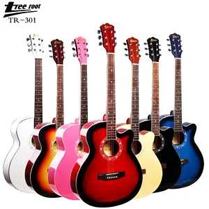 Tree Root Cheap Wholesale Price Wood Colorful Basswood Linden High Gloss Acoustic Guitar kit with pick For Beginner