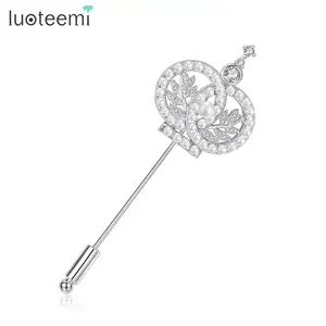 LUOTEEMI Kim Cương Giả Ve Áo Pin Woman Cubic Zirconia Trang Sức Thời Trang Mới Cubic Zirconia Brooch Pins