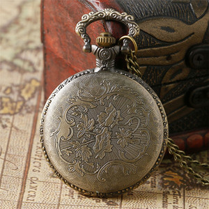 Bronzo dell'annata Della Vigilanza di <span class=keywords><strong>Tasca</strong></span> Del Quarzo Retro con il Cavallo Completa Hunter Vigilanza Del Pendente con la Fob Collana Della Catena Best