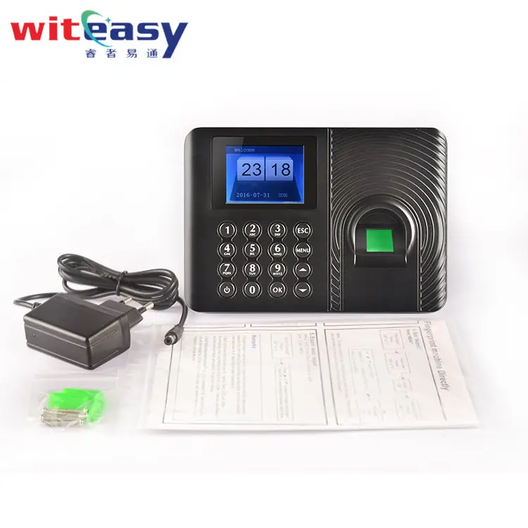 Fábrica de China fácil operativo reloj lector biométrico de huellas dactilares tiempo máquina de asistencia por empleado