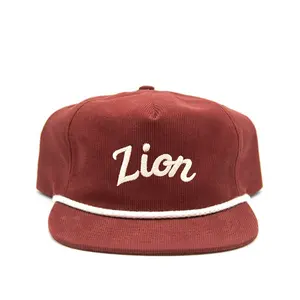 Topi Corduroy 5 Tali Panel Corduroy Warna Kustom Topi dan Topi Snapback dengan Tali