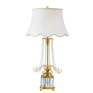 Romantic Victorian inspired crystal brass table lights bronze hotel lightings for living room bedroom crystal table lamp