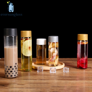 Bouteilles d'<span class=keywords><strong>eau</strong></span> en verre vides transparentes personnalisées de 400ml Bouteilles à boire portables Bouteilles en verre de style <span class=keywords><strong>Voss</strong></span> - Product Image 3