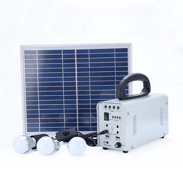 China Fabrikant Draagbare Off-Grid Paneel Energie Aangedreven Buiten Led Licht 10W Zonnepaneel 12V Kit