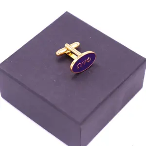 HUSURU sieraden op lijn groothandel griekse brief omeg psi phi broederschap blauw glazuur mannen gouden manchetknopen