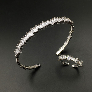 Echsio cubique zircone bracelet et anneau set or délicat bracelet pour les femmes bijoux de mariage ensemble SZ040 - Product Image 3