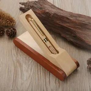 JXQ-224 豪华环保促销枫木圆珠笔与箱子商务礼品雕刻标志木圆珠笔