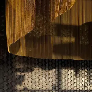 Tirai Jaring Logam Emas untuk Dekorasi Luar Ruangan Jaring Kawat