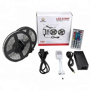 14.4 الوزن/متر 12V SMD 5050 لون تغيير RGB مصباح ليد مجموعة شريط مع 44 مفتاح تحكم عن بعد و 12v 5a محول