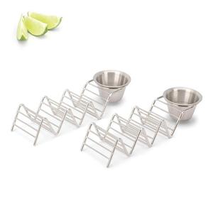 Lot de 2 supports à tacos mexicains en acier inoxydable, 3 supports de rangement pour tacos à coque dure avec tasse à sauce pour la cuisson au lave-vaisselle - Product Image 6