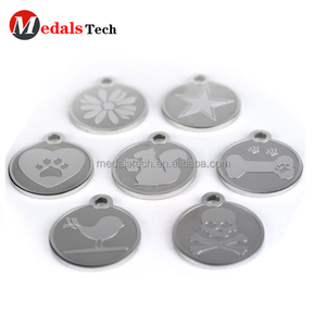 Pet type argent en métal de forme ronde en acier inoxydable chien id gravé tag - Product Image 3