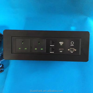 Aluminio negro Reino Unido mesa de conferencias eléctrica arriba afinidad Power Hub con carga USB, HDMI, gato 6, audio - Product Image 2