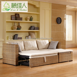 Canapé-lit d'angle en rotin naturel, rangement de sacs, tendance, livraison gratuite - Product Image 2
