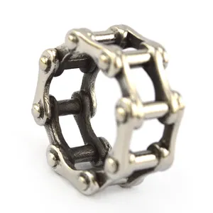 wholesale 316L stainless steel biker rings for mens wedding rings with cheap price in shape of motorcycle chain link
