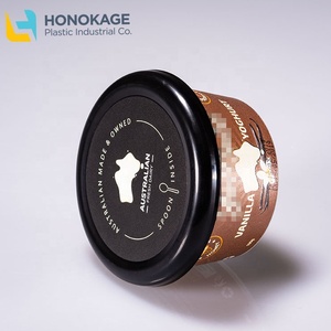 Contenant rond <span class=keywords><strong>pour</strong></span> yaourt, tasse en plastique, avec couvercle et cuillère, résistante, logo personnalisé, IML, 100g - Product Image 3