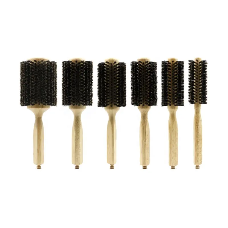 Heo Rừng Tự Nhiên Lông Tròn Thùng Chịu Nhiệt Bàn Chải Tóc Detangling Salon Barber Pin Styling Comb