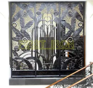 Luxury fixed square wrought iron grill screen for windows