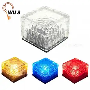 Led Garden Lights Solar Best Price Factory Directly Clear Glass Solar Ice Cube Garden Waterproof Led Lights Brick Frosted Outdoor Decoration Lights