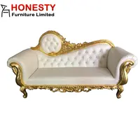 Hc524 sofá de couro antigo estilo francês, sofá longo com dois lugares