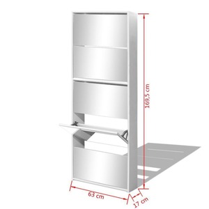 モダンホワイト5層収納廊下ミラー靴キャビネット - Product Image 4