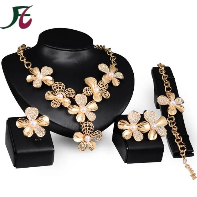 Fashion jewelry sets gold plated crystal women wedding accessories jewelry fashion bridal costume jewelry sets