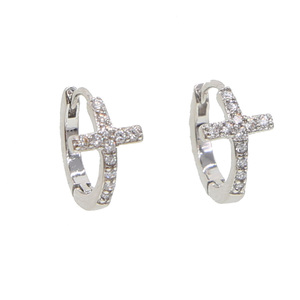 Boucles <span class=keywords><strong>d</strong></span>'oreilles cz <span class=keywords><strong>croix</strong></span> 2023 bijoux minimaux mignons design <span class=keywords><strong>de</strong></span> mode cerceaux 10-12mm bijoux classiques <span class=keywords><strong>en</strong></span> <span class=keywords><strong>forme</strong></span> <span class=keywords><strong>de</strong></span> <span class=keywords><strong>croix</strong></span> - Product Image 2