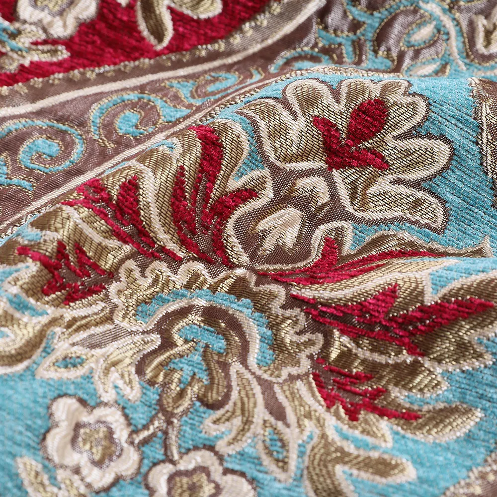 Estofados padrão de flor, malha jacquard sofá chenille tecido peru