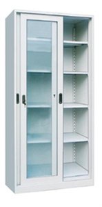 Estantería de oficina con 2 puertas correderas de vidrio, muebles de oficina de acero - Product Image 2