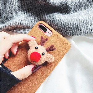 Encargo caliente lindo felpa fieltro ELK Deer DIY paño del <span class=keywords><strong>tel</strong></span>éfono móvil para el iPhone x 8 8 más 7 7 más 6 6 más 6 S - Product Image 3
