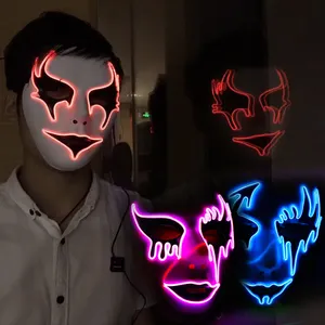 定制点亮万圣节 LED 面具派对喜欢声音激活 EL 面板面具