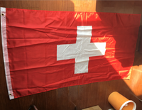 Prêt à Expédier 100% Polyester 3x5ft Stock Rouge Blanc Croix Suisse Drapeau