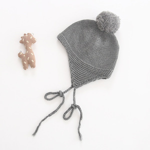 <span class=keywords><strong>Bonnet</strong></span> de bébé en coton doux, tricoté, mignon, pour l'extérieur, avec <span class=keywords><strong>pompon</strong></span>, nouvelle collection 2020 - Product Image 3