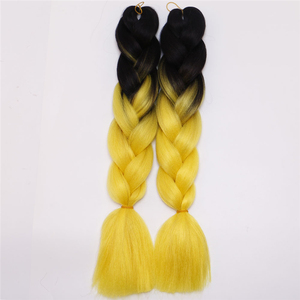 Extensions de <span class=keywords><strong>cheveux</strong></span> synthétiques en tresses box braids de 48 pouces, couleur ombrée <span class=keywords><strong>noir</strong></span> et jaune, pour femmes noires - Product Image 4