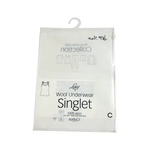 Plastic Clear Packaging Bag With Hook For Underwear Packing Baggies>