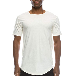 Maglietta da uomo in cotone 95% 5% elastan con orlo ricurvo in bianco t-shirt girocollo da uomo con Longline - Product Image 3