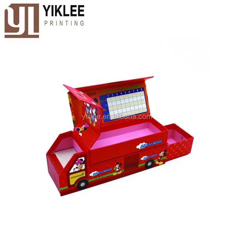 Kotak Kertas Lipat Desain Mobil Mainan Kreatif dengan Laci, Kotak Kardus Kotak Alat Tulis, Wadah Kemasan Magnetik Kustom