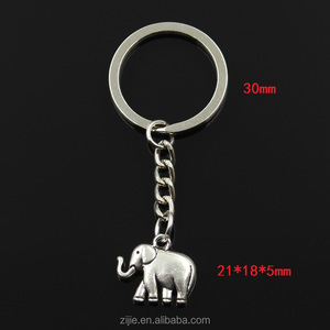 Moda 30mm llavero dominante del metal Keychain joyería plata <span class=keywords><strong>antigua</strong></span> plateada doble cara elefante 21*18 * 5mm colgante - Product Image 2