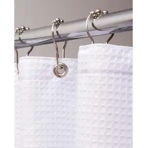 Weißer Hotel weißer und grauer Polyester-Waffel-Dusch vorhang