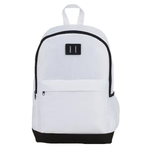 Wholesale Stylish Large Cheap 600D Polyester White Women Laptop Backpack With Air Mesh Accents