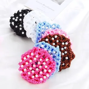 HB00002 Cute Beautiful Bun Cover Snood Hair Net Ballet Dance Skating Crochet with Diamond