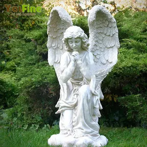 Statua di marmo della lapide del monumento di angelo intagliato a mano